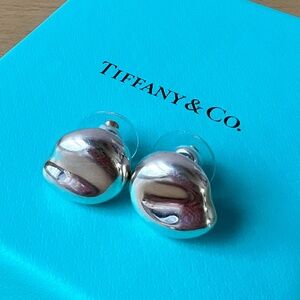 VINTAGE TIFFANY & CO ELSA PERETTI 925 SS & 18K GOLD BEAN EARRINGS LARGE 12MM SZ